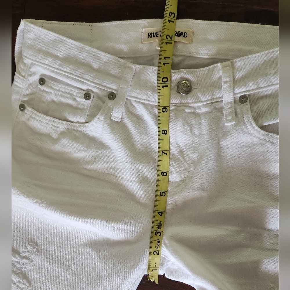 Madewell Rivet & Thread Distressed High Rise Boyjean In White 💗 - Picture 8 of 11